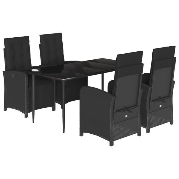 vidaXL Set de muebles jard&iacute;n 5 pzas con cojines rat&aacute;n sint&eacute;tico negro
