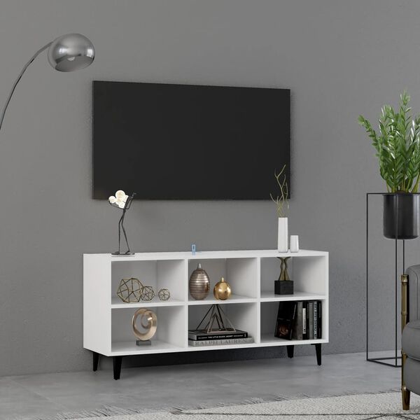 vidaXL Mueble de TV con patas de metal blanco 103,5x30x50 cm