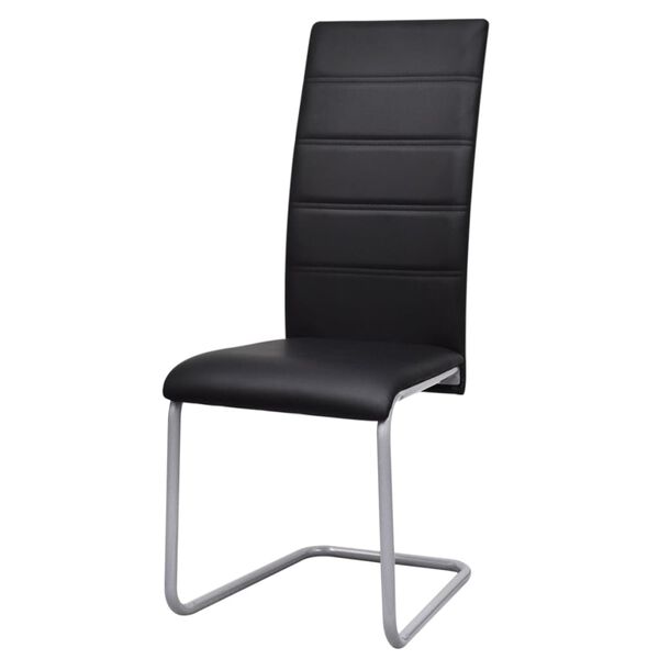 vidaXL Sillas de comedor voladizas 2 unidades cuero sintético negro