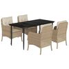 vidaXL Set comedor de jard&iacute;n 5 pzas con cojines rat&aacute;n sint&eacute;tico beige