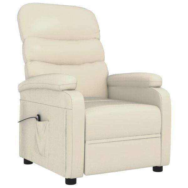 vidaXL Sillón reclinable eléctrico de cuero sintético crema
