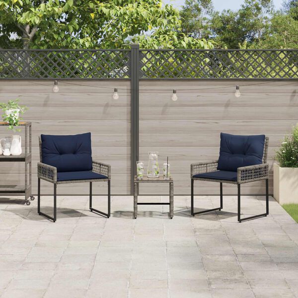 vidaXL Juego de muebles de exterior con coj&iacute;n acero