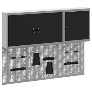 vidaXL Juego de Armarios de Herramientas con estante 5 uds. Negro
