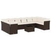 vidaXL Set de sof&aacute;s de jard&iacute;n 11 pzas cojines rat&aacute;n sint&eacute;tico marr&oacute;n