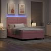 vidaXL Cama Box Spring LED con colch&oacute;n Rosa 140 x 200 cm tela