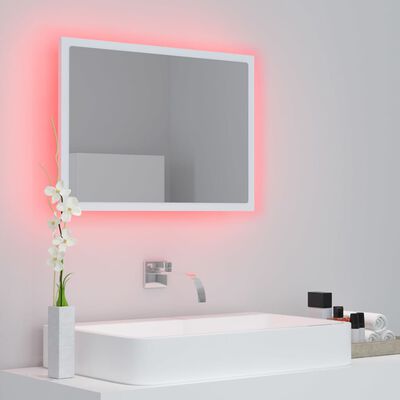 vidaXL Espejo de baño LED acrílico blanco 60x8,5x37 cm