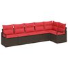vidaXL Conjunto de sof&aacute;s de jard&iacute;n 6 pcs Marr&oacute;n y Rojo rat&aacute;n sint&eacute;tico