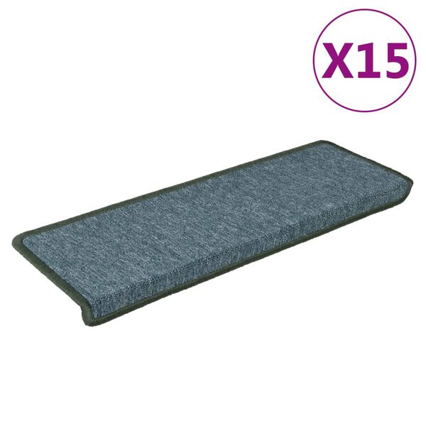 vidaXL Alfombrillas para escaleras 15 unidades 65x21x4 cm Verde oscuro Borde rectangular
