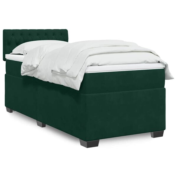 vidaXL Cama box spring con colch&oacute;n terciopelo verde oscuro 80x200 cm