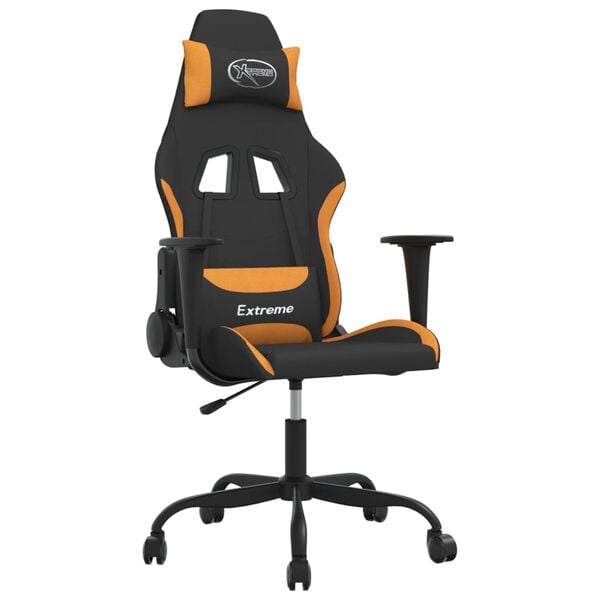 vidaXL Silla gaming tela negro y naranja