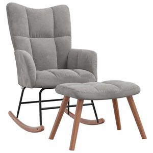 vidaXL Silla mecedora con reposapi&eacute;s terciopelo gris claro