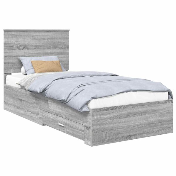 vidaXL Estructura de cama Gris Sonoma 90 x 200 cm Madera de ingenier&iacute;a
