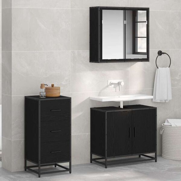 vidaXL Aparador Roble Negro 35.5 x 35 x 76 cm