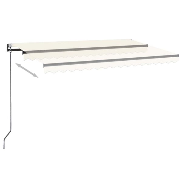 vidaXL Toldo autom&aacute;tico con LED y sensor de viento crema 450x300 cm