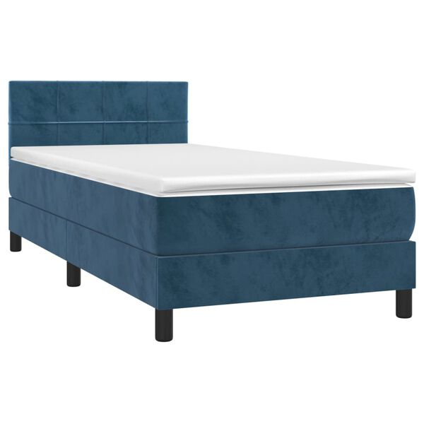 vidaXL Cama box spring con colch&oacute;n terciopelo azul oscuro 90x190 cm