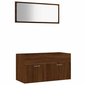 vidaXL Set de muebles ba&ntilde;o 2 pzas madera contrachapada marr&oacute;n roble