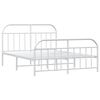vidaXL Estructura cama sin colch&oacute;n con estribo metal blanco 140x190 cm