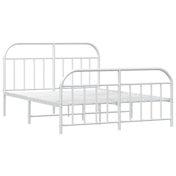 vidaXL Estructura cama sin colch&oacute;n con estribo metal blanco 140x190 cm