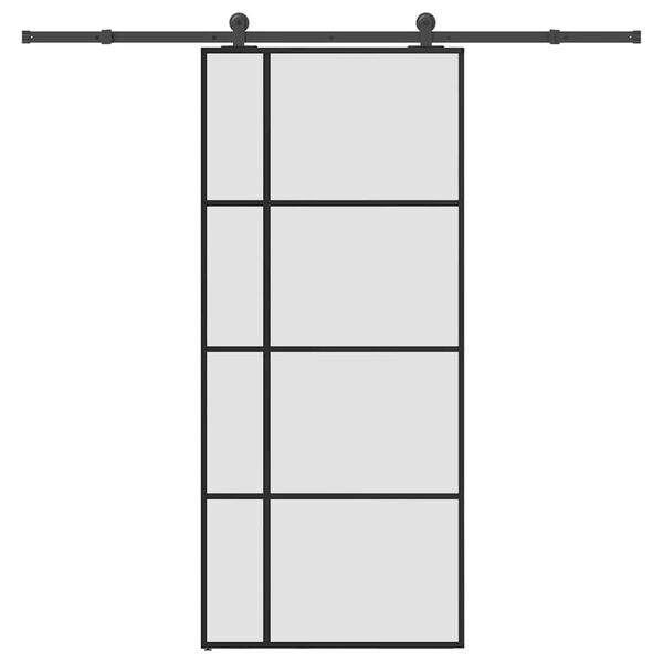 vidaXL Puerta corredera con set herrajes vidrio ESG aluminio 90x205 cm