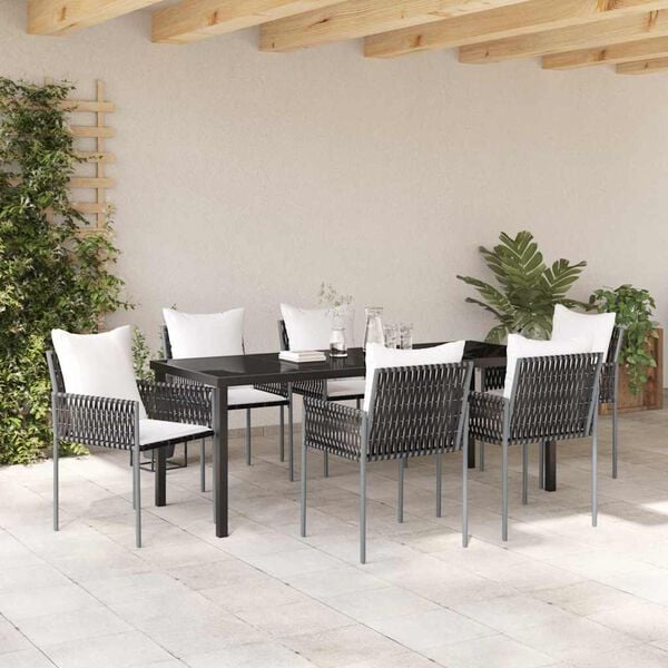 vidaXL Conjunto de Comedor de Jard&iacute;n 7 pcs Marr&oacute;n y Negro