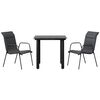vidaXL Juego de comedor para jard&iacute;n 3 piezas acero y textilene negro