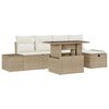 vidaXL Conjunto de sof&aacute; de jard&iacute;n 6 pcs Beige rat&aacute;n sint&eacute;tico