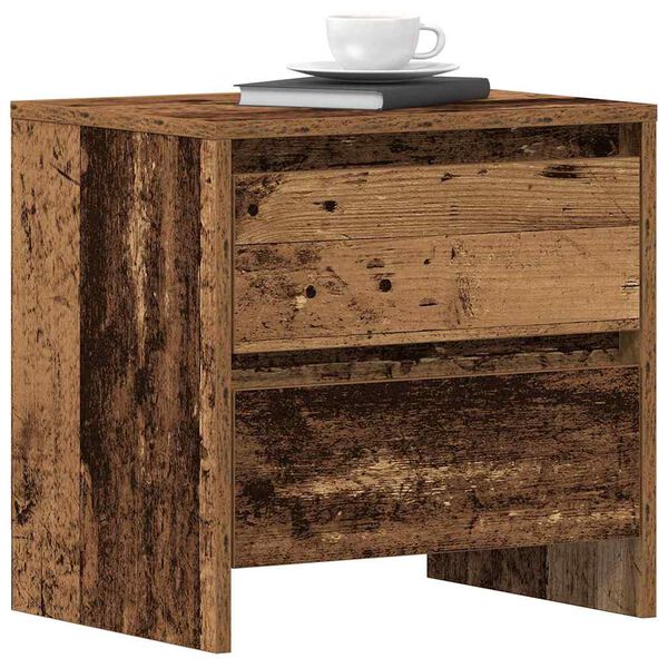 vidaXL Armario de Noche con caj&oacute;n 2 pcs Madera vieja 45 x 34 x 44,5 cm