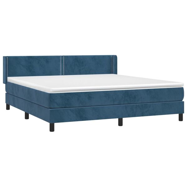 vidaXL Cama box spring con colch&oacute;n terciopelo azul oscuro 160x200 cm