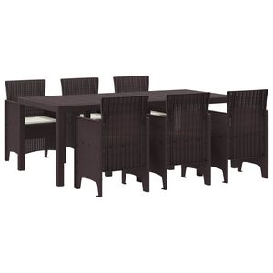 vidaXL Conjunto de Comedor de Jard&iacute;n 7 pcs Marr&oacute;n Polipropileno