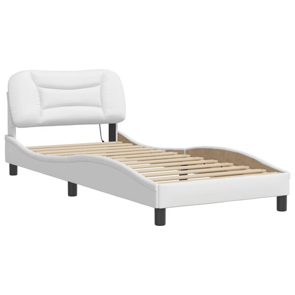 vidaXL Estructura de cama con LED sin colchón Hvar blanco 80x200 cm
