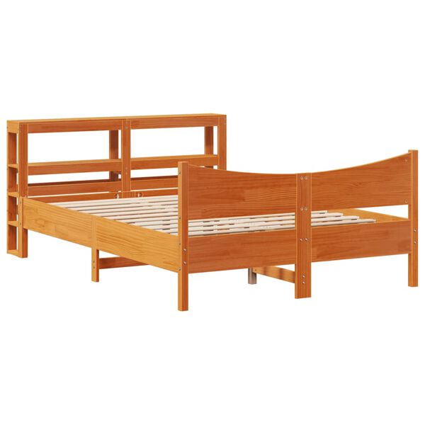 vidaXL Estructura cama con cabecero madera pino marr&oacute;n cera 120x190 cm