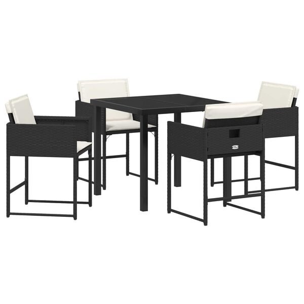vidaXL Conjunto de Comedor de Jard&iacute;n 5 pcs Negro rat&aacute;n sint&eacute;tico