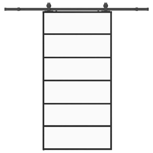 vidaXL Puerta corredera con herrajes negro 102x205 cm ESG vidrio