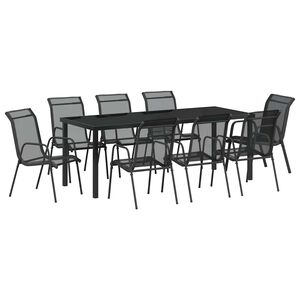vidaXL Conjunto de Comedor de Jard&iacute;n 9 pcs Negro