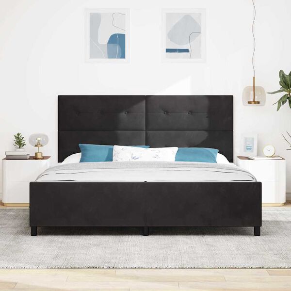 vidaXL Cama tipo Box Spring con cabecera Negro 200 x 200 cm Terciopelo