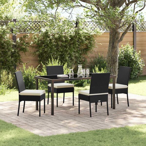 vidaXL Conjunto de Comedor de Jard&iacute;n 5 pcs Negro