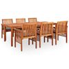 vidaXL Set comedor de jard&iacute;n 7 pzas y cojines madera maciza de acacia