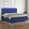 vidaXL Cama box spring colch&oacute;n y luces LED tela azul 200x200 cm