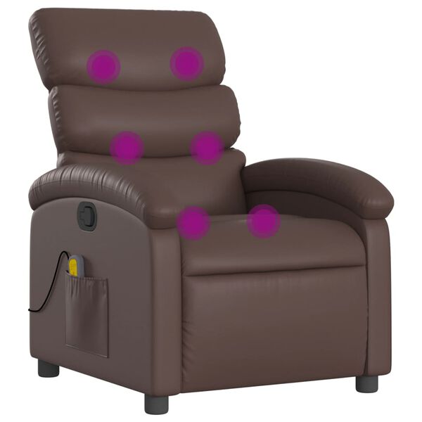 vidaXL Sill&oacute;n de masaje reclinable cuero sint&eacute;tico marr&oacute;n