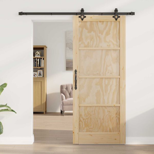vidaXL Puerta Corredera Natural y negro 83 x 202 cm
