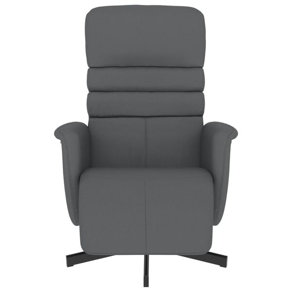 vidaXL Sill&oacute;n reclinable con reposapi&eacute;s cuero sint&eacute;tico gris