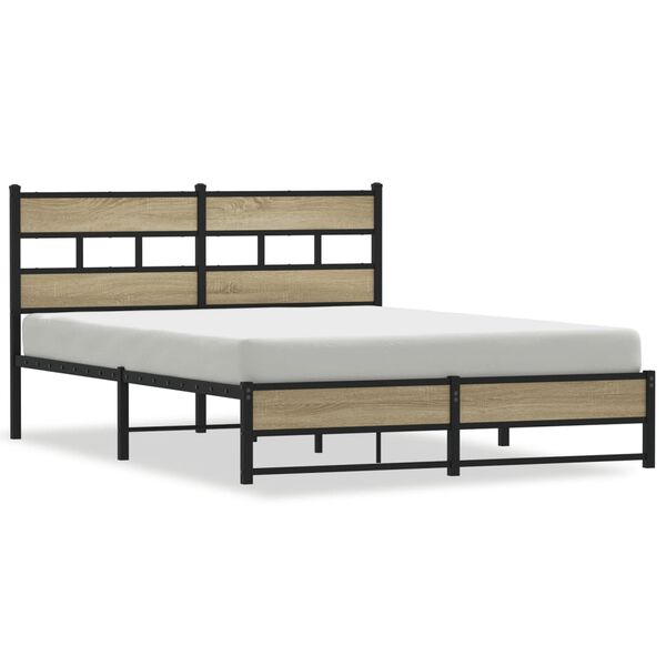 vidaXL Estructura de cama sin colch&oacute;n metal roble Sonoma 160x200 cm