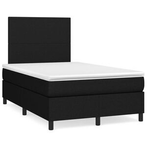 vidaXL Cama box spring con colch&oacute;n tela negro 120x200 cm