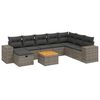 vidaXL Set de muebles de jard&iacute;n 9 pzas y cojines rat&aacute;n sint&eacute;tico gris