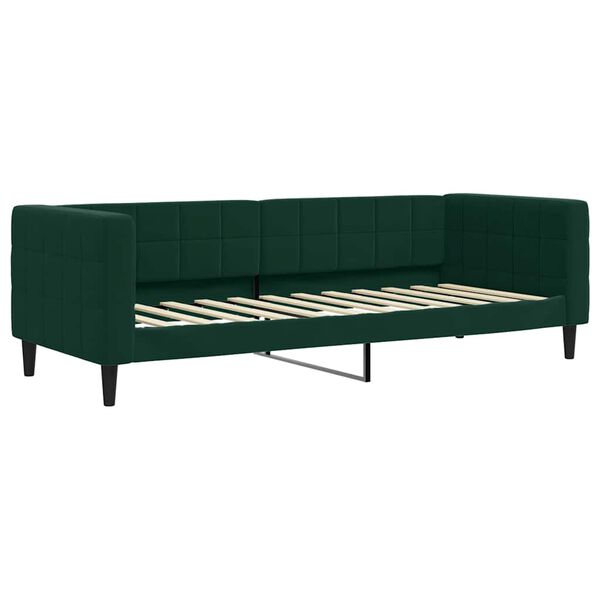 vidaXL Sof&aacute; cama con colch&oacute;n terciopelo verde oscuro 80x200 cm