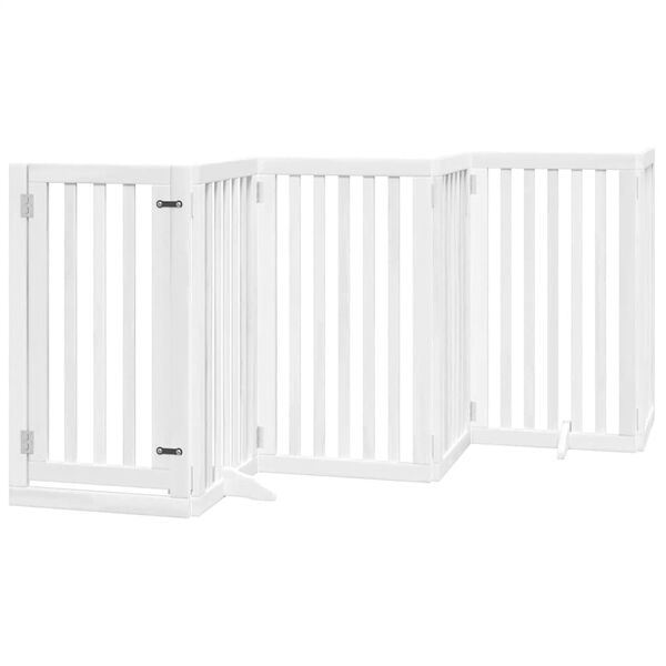 vidaXL Puerta de perros plegable 12 paneles madera &aacute;lamo blanca 600 cm