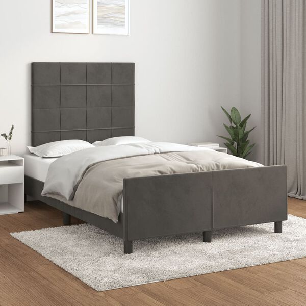 vidaXL Estructura de cama sin colch&oacute;n terciopelo gris oscuro 120x190cm