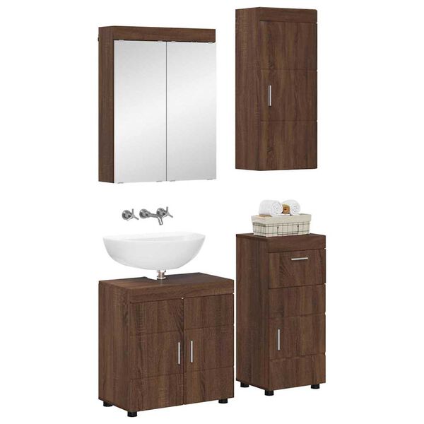 vidaXL Juego de muebles de ba&ntilde;o con caj&oacute;n TULUM Roble Marr&oacute;n