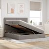 vidaXL Cama con almacenamiento y LED Taup&eacute; 180 x 200 cm Poli&eacute;ster