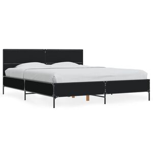 vidaXL Estructura de cama madera de ingenier&iacute;a y metal negro 160x200cm